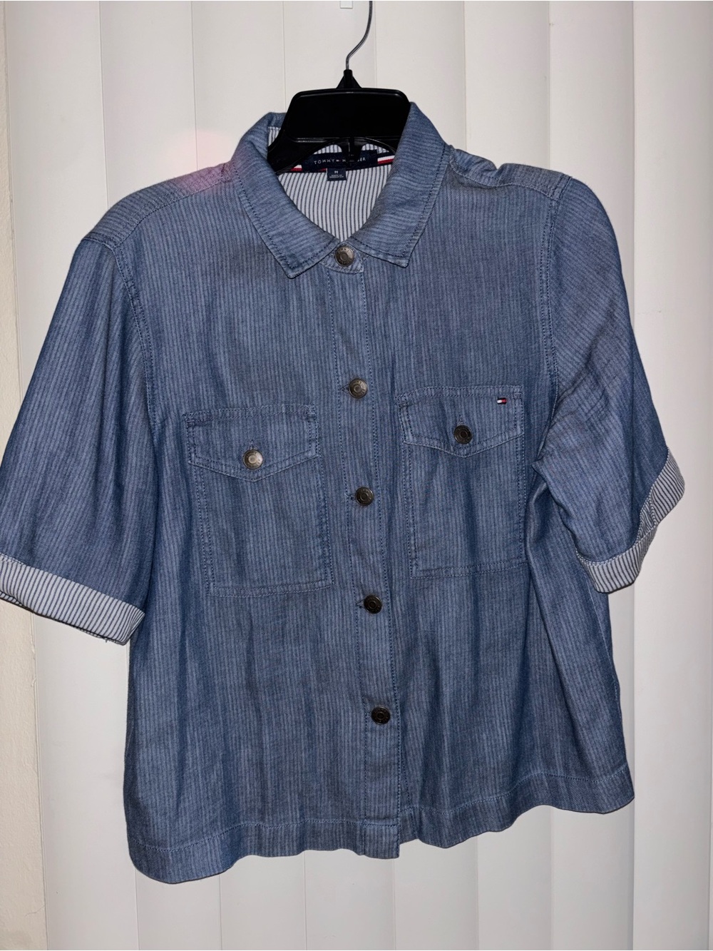Tommy Hilfiger Short-Sleeve Blue Button-Up